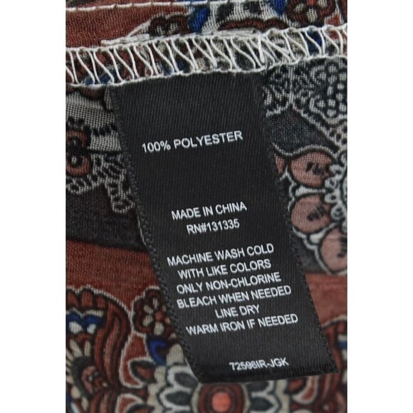 Socialite Sz S Ruffle Front Sheer Colorful Peasant Tunic Top Blouse Womens - Picture 8 of 8